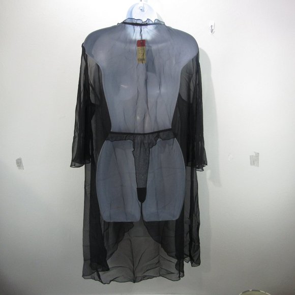 Robe and Thong Sleepwear Black - Picture 2 of 10